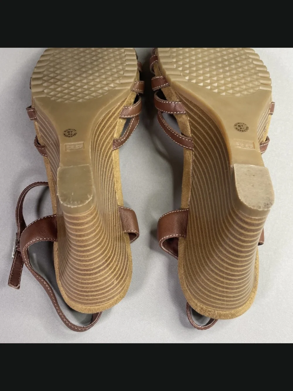 Aerosoles Shoes Womens 9.5 brown leather wedge heels boho indie summer casual